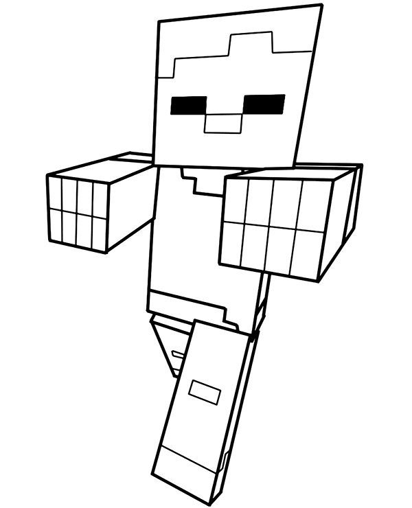 Kolorowanka online: Kolorowanka chodzący Zombie z Minecraft